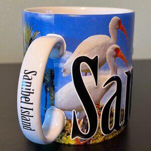 Americaware SANIBEL ISLAND Florida 3-D Souvenir Mug ~ Shells, Ibis Birds & Palms